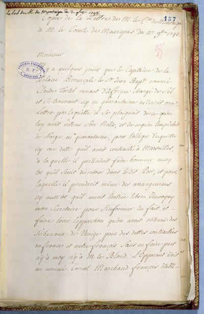 Brief von Jean-Jacques Rousseau, geschrieben als Sekretär des französischen Botschafters in Venedig, Oktober 1743 von Jean Jacques Rousseau